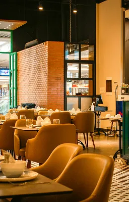 Warm lighting ambiance in restaurant interior